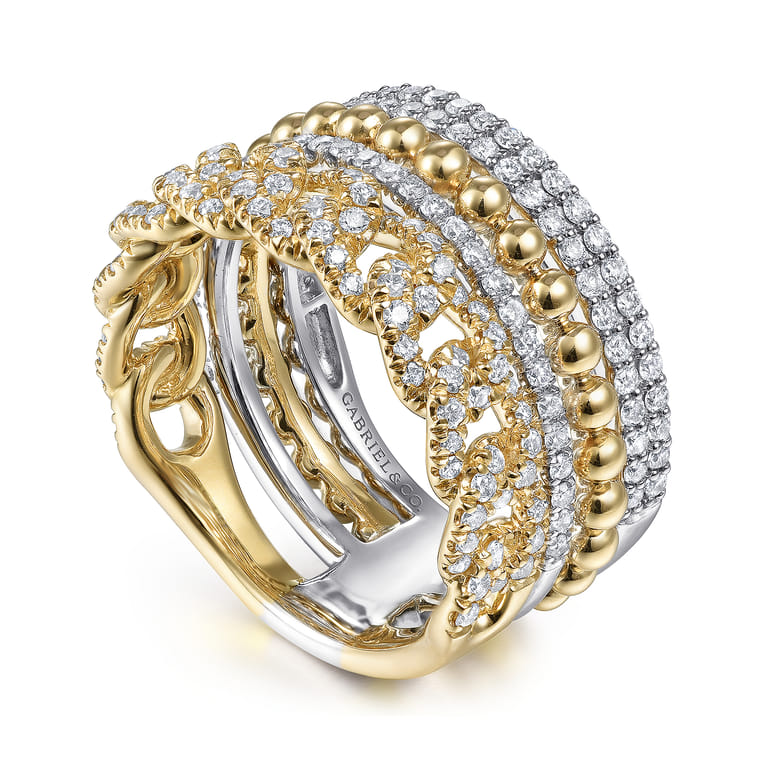 14K White  Yellow Gold Diamond Easy Stackable Ring 1ct-Bujukan - 1 ct - Shot 2