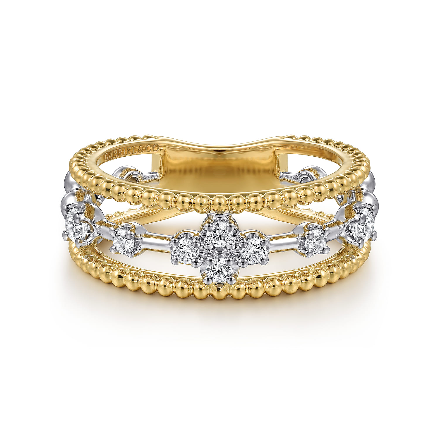 14K White  Yellow Gold Diamond Easy Stackable Ring-Bujukan