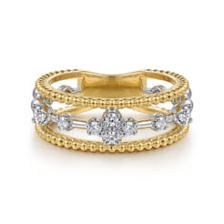 14K White  Yellow Gold Diamond Easy Stackable Ring-Bujukan