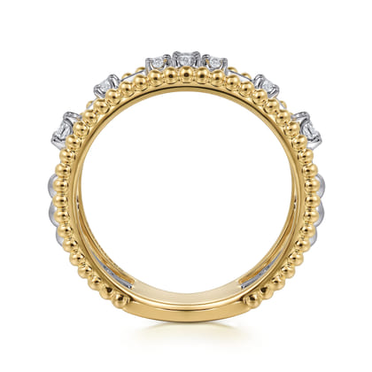 14K White  Yellow Gold Diamond Easy Stackable Ring-Bujukan