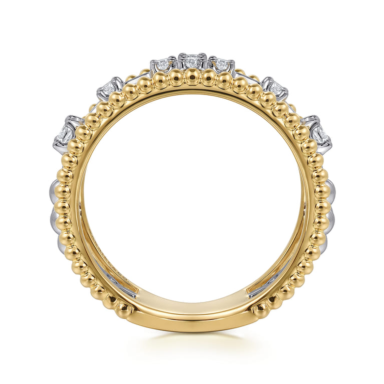 14K White  Yellow Gold Diamond Easy Stackable Ring-Bujukan - 0.25 ct - Shot 2