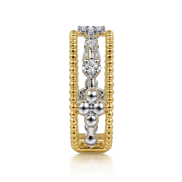 14K White  Yellow Gold Diamond Easy Stackable Ring-Bujukan - 0.25 ct - Shot 4