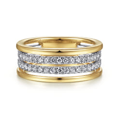 14K White-Yellow Gold Diamond Easy Stackable Ring