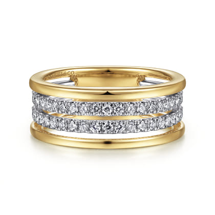14K White-Yellow Gold Diamond Easy Stackable Ring