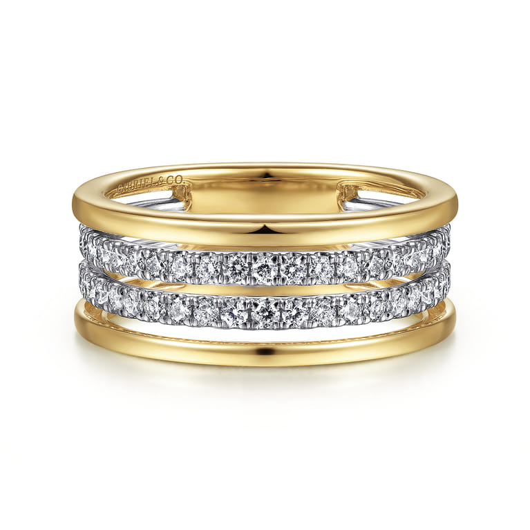 14K White-Yellow Gold Diamond Easy Stackable Ring - 0.5 ct - Shot 1