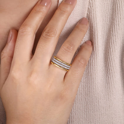 14K White-Yellow Gold Diamond Easy Stackable Ring