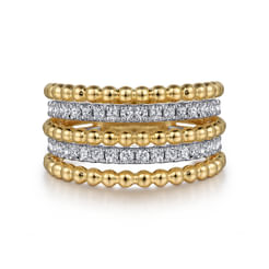 14K White & Yellow Gold Diamond Easy Stackable Ring