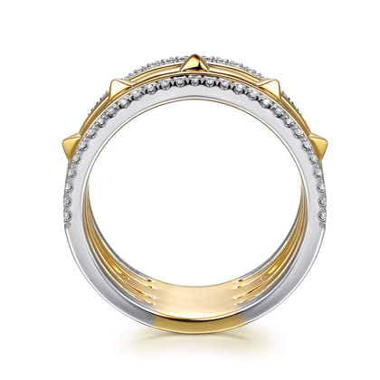 14K White  Yellow Gold Diamond Easy Stackable Ring