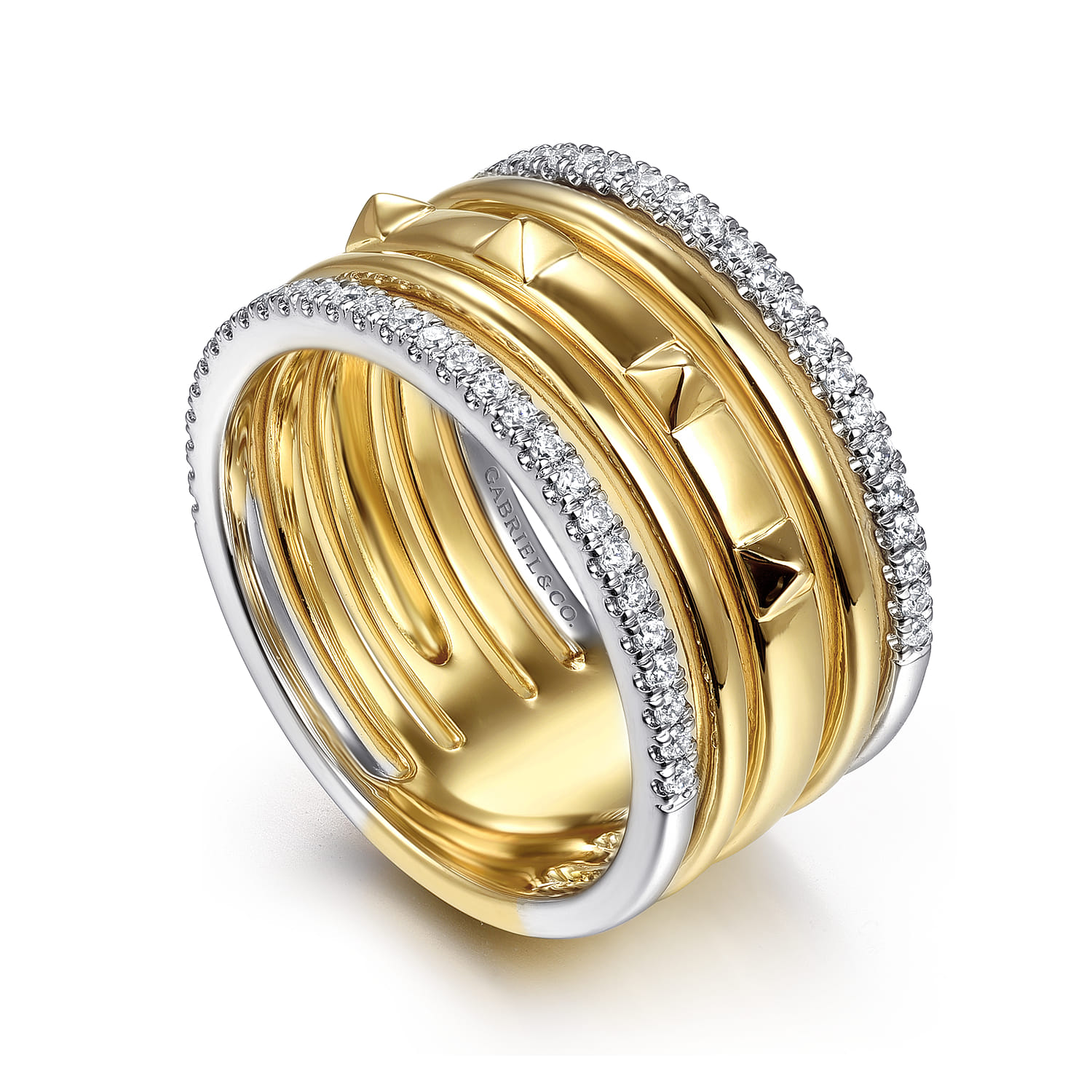 14K White  Yellow Gold Diamond Easy Stackable Ring - 0.3 ct - Shot 3