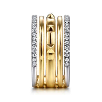 14K White  Yellow Gold Diamond Easy Stackable Ring