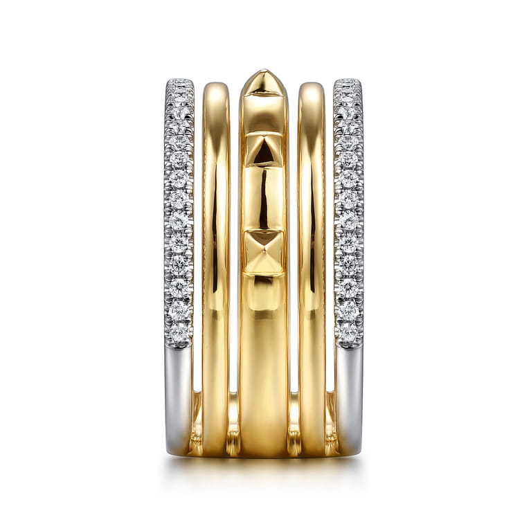 14K White  Yellow Gold Diamond Easy Stackable Ring - 0.3 ct - Shot 4