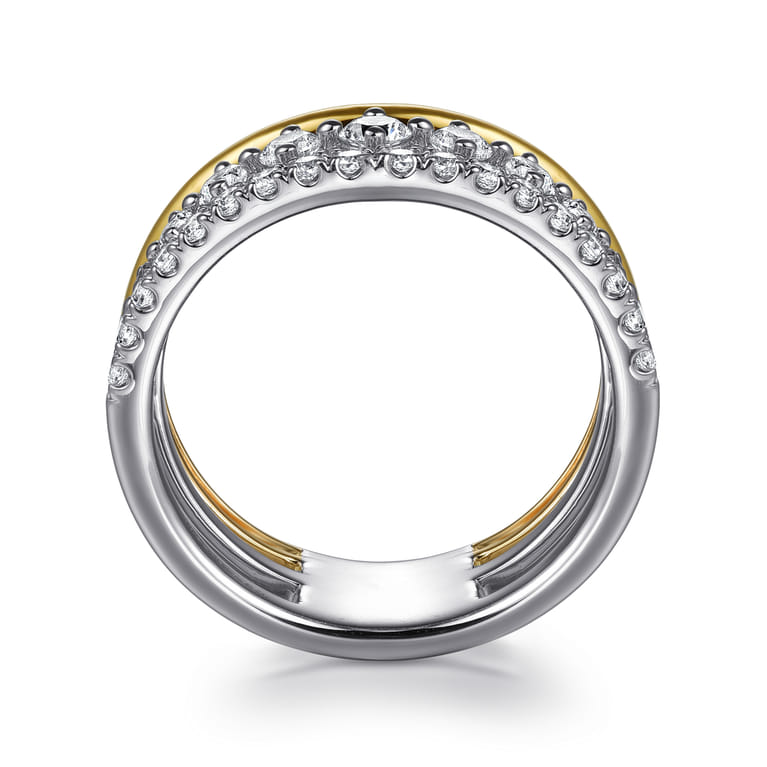 14K White  Yellow Gold Diamond Easy Stackable Ring - 0.75 ct - Shot 2