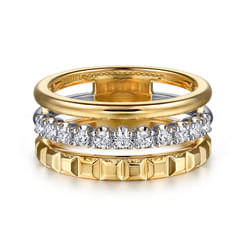 14K White & Yellow Gold Diamond Easy Stackable Ring