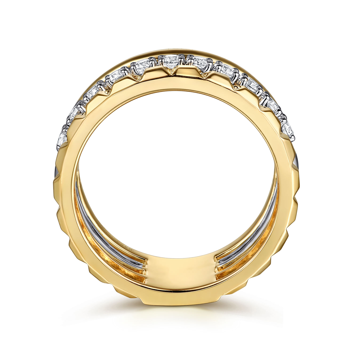 14K White  Yellow Gold Diamond Easy Stackable Ring