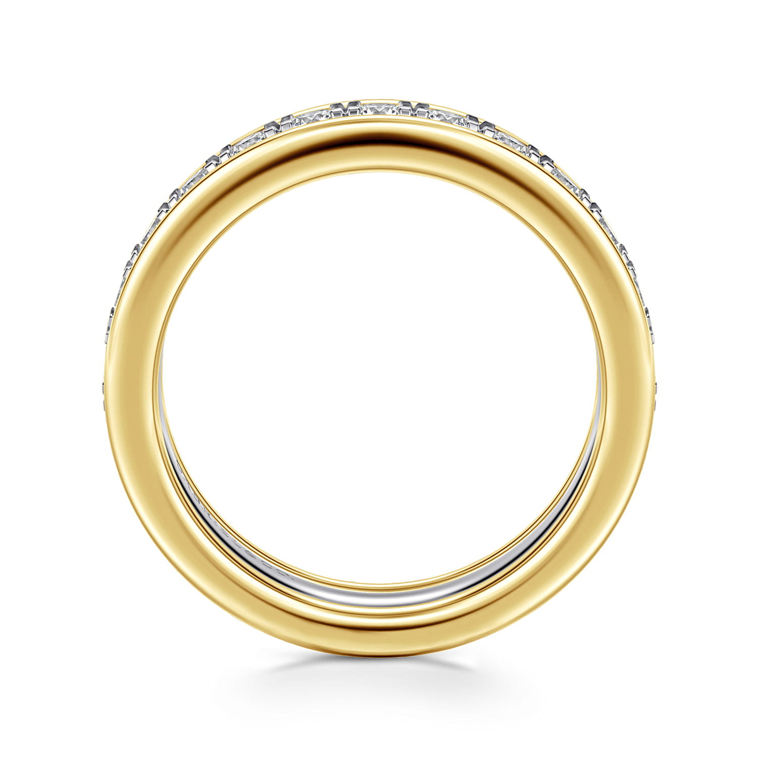 Eternity Band Wedding Ring in 14k Yellow/white Gold with Round Natural Diamond at Gabriel & Co. - Shot 2
