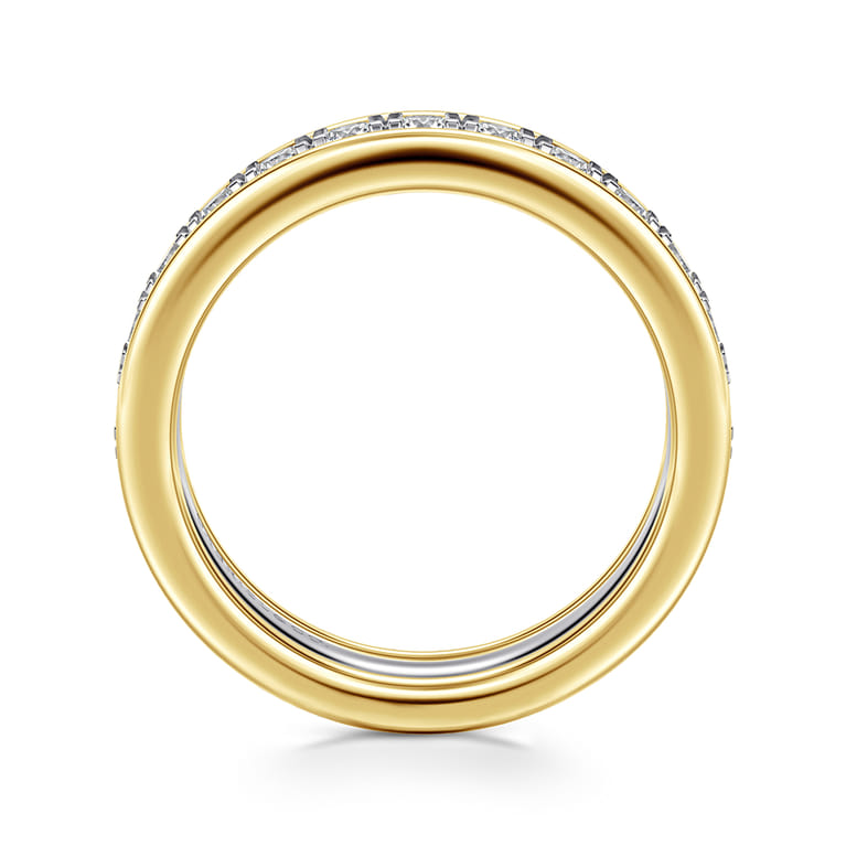 Eternity Band Wedding Ring in 14k Yellow/white Gold with Round Natural Diamond at Gabriel & Co. - Shot 2