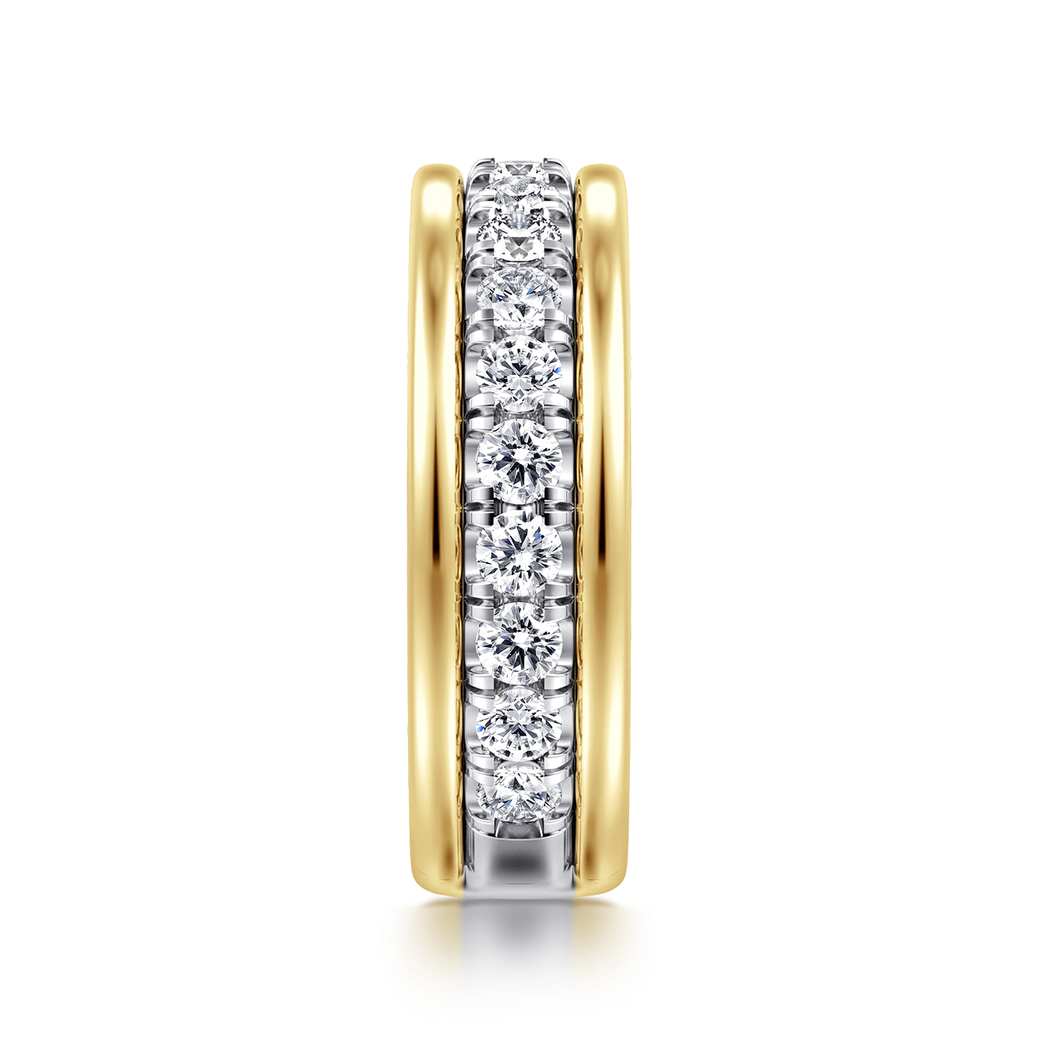 Eternity Band Wedding Ring in 14k Yellow/white Gold with Round Natural Diamond at Gabriel & Co. - Shot 4