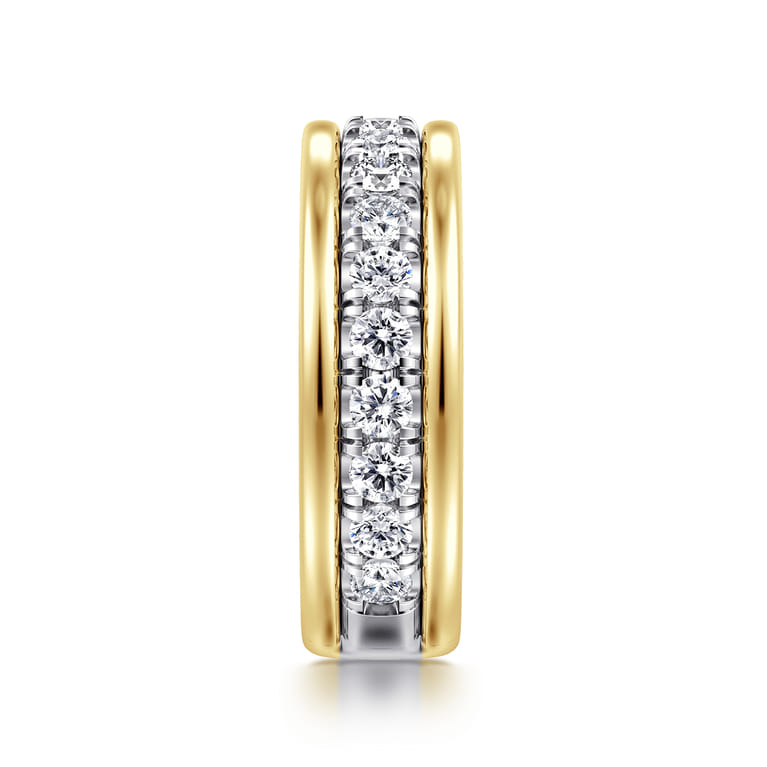 Eternity Band Wedding Ring in 14k Yellow/white Gold with Round Natural Diamond at Gabriel & Co. - Shot 4