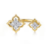 14K White  Yellow Gold Diamond Flower Open Ring - 0.3 ct