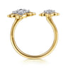 14K White  Yellow Gold Diamond Flower Open Ring - 0.3 ct