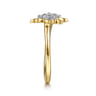 14K White  Yellow Gold Diamond Flower Open Ring - 0.3 ct
