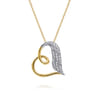 14K White  Yellow Gold Diamond Heart Angel Wing Pendant Necklace - 0.18 ct