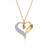 14K White  Yellow Gold Diamond Heart Angel Wing Pendant Necklace - 0.3 ct