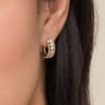 14K White  Yellow Gold Diamond Huggie Earrings-Bujukan - 0.25 ct