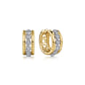 14K White-Yellow Gold Diamond Huggie Earrings - 0.25 ct