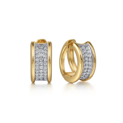 14K White Yellow Gold Diamond Huggie Earrings