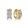 14K White Yellow Gold Diamond Huggie Earrings - 0.6 ct