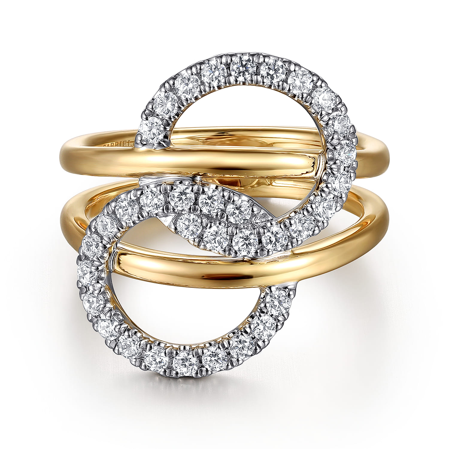 14K White  Yellow Gold Diamond Interlock Fashion Ring - 0.5 ct - Shot 1