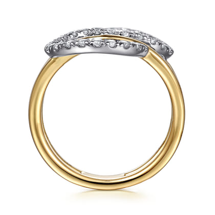 14K White  Yellow Gold Diamond Interlock Fashion Ring