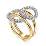 14K White  Yellow Gold Diamond Interlock Fashion Ring - 0.5 ct