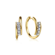 14K White  Yellow Gold Diamond Intricate Hoop Earrings