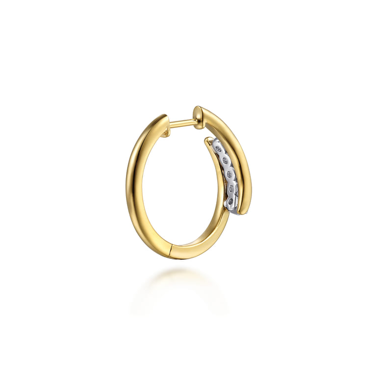 14K White  Yellow Gold Diamond Intricate Hoop Earrings - 0.3 ct - Shot 2