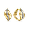 14K White  Yellow Gold Diamond Intricate Hoop Earrings - 0.35 ct