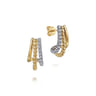 14K White  Yellow Gold Diamond J Hoop Earrings-Bujukan - 0.18 ct