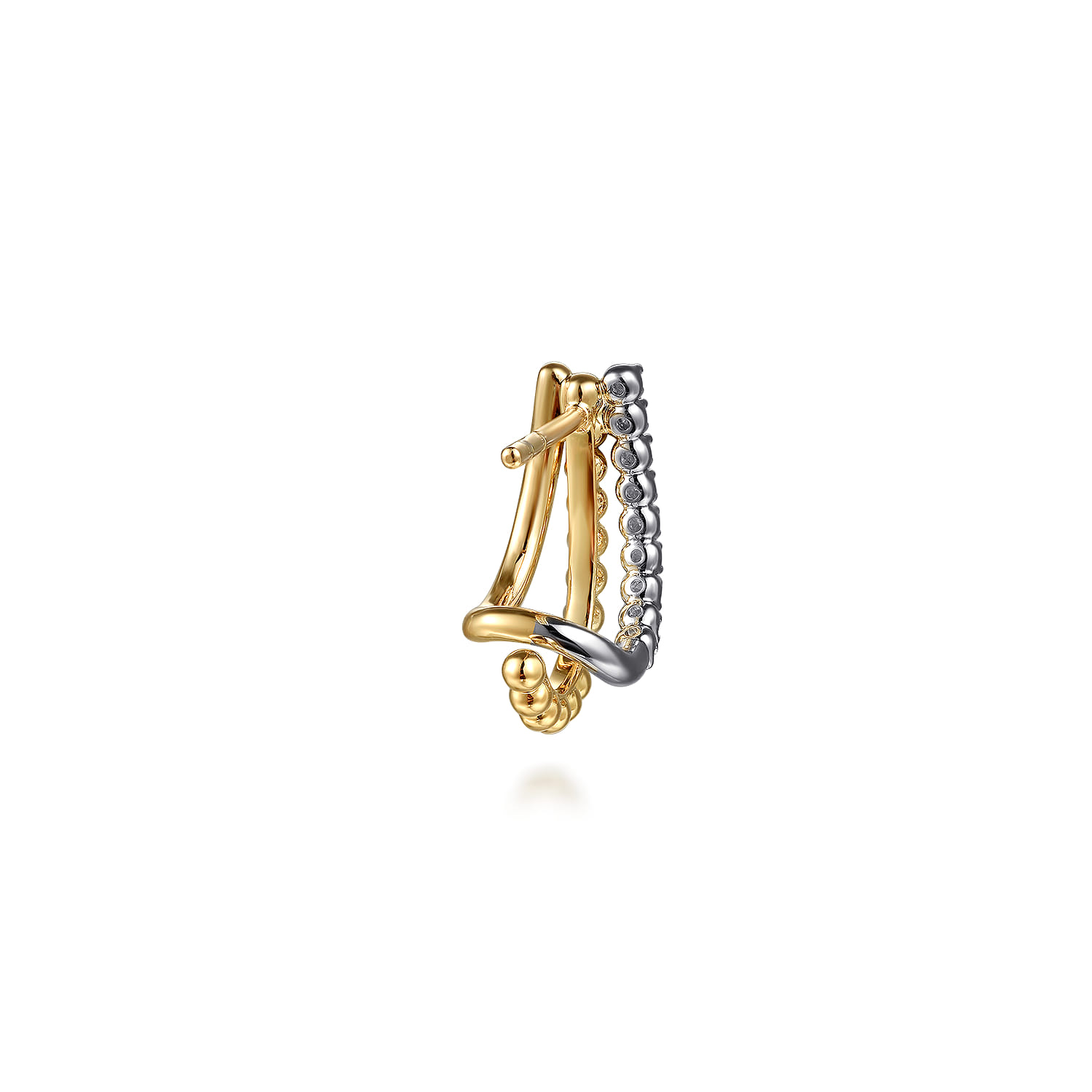 14K White  Yellow Gold Diamond J Hoop Earrings-Bujukan - 0.18 ct - Shot 3