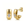 14K White  Yellow Gold Diamond J Hoop Earrings - 0.07 ct