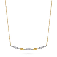 14K White  Yellow Gold Diamond Kite Bar Necklace