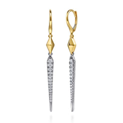 14K White & Yellow Gold Diamond Kite Drop Earrings