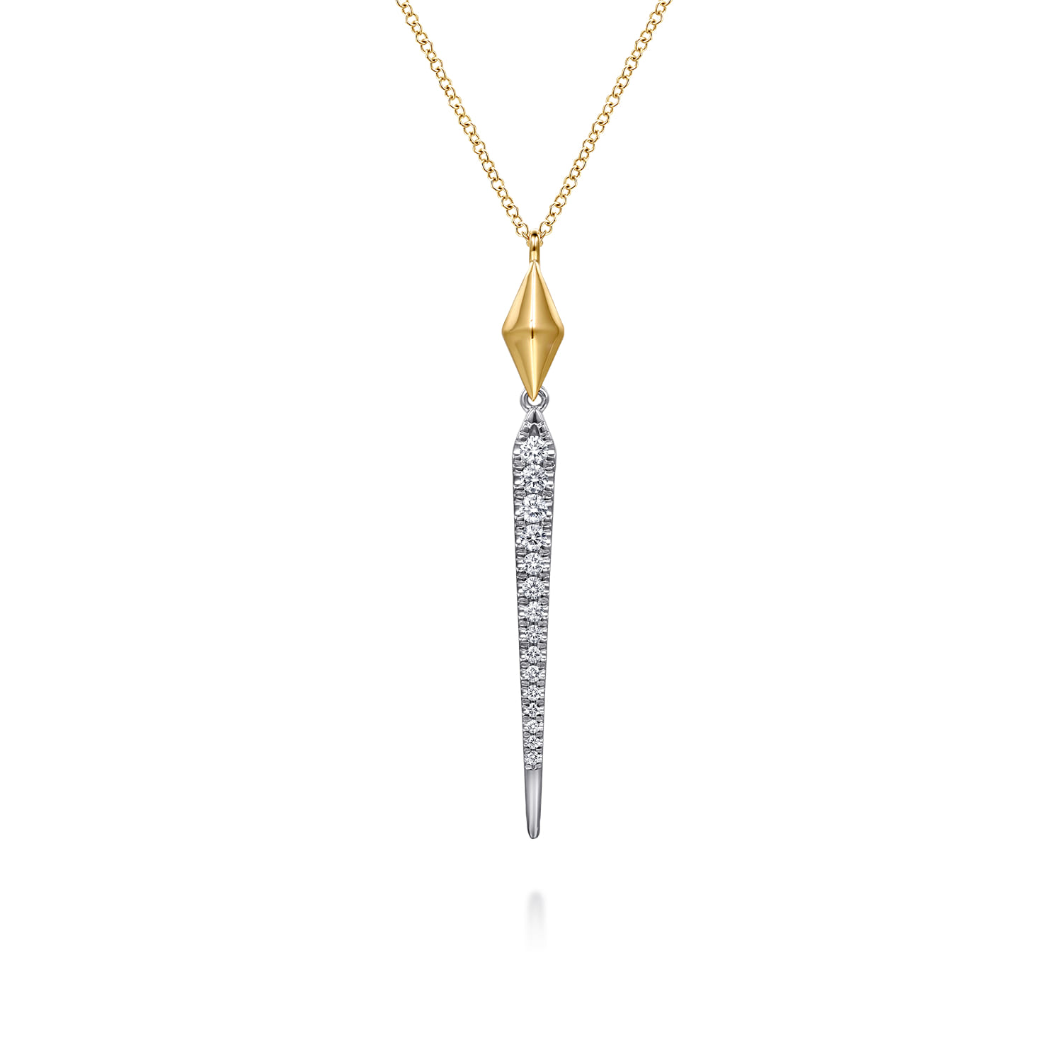 14K White  Yellow Gold Diamond Kite Drop Necklace - 0.35 ct - Shot 1