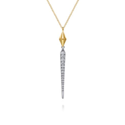 14K White & Yellow Gold Diamond Kite Drop Necklace