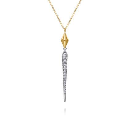 14K White  Yellow Gold Diamond Kite Drop Necklace