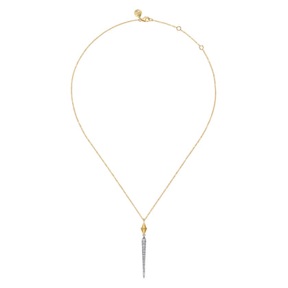14K White  Yellow Gold Diamond Kite Drop Necklace
