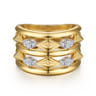 14K White  Yellow Gold Diamond Kite Easy Stackable Ring - 0.25 ct
