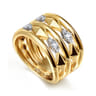 14K White  Yellow Gold Diamond Kite Easy Stackable Ring - 0.25 ct