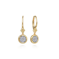 14K White  Yellow Gold Diamond Lever Back Earrings-Bujukan