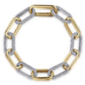 14K White  Yellow Gold Diamond Link Chain Bracelet - 4.2 ct